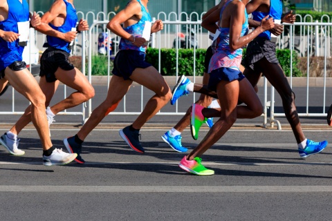 Detail of runners taking part in a marathon