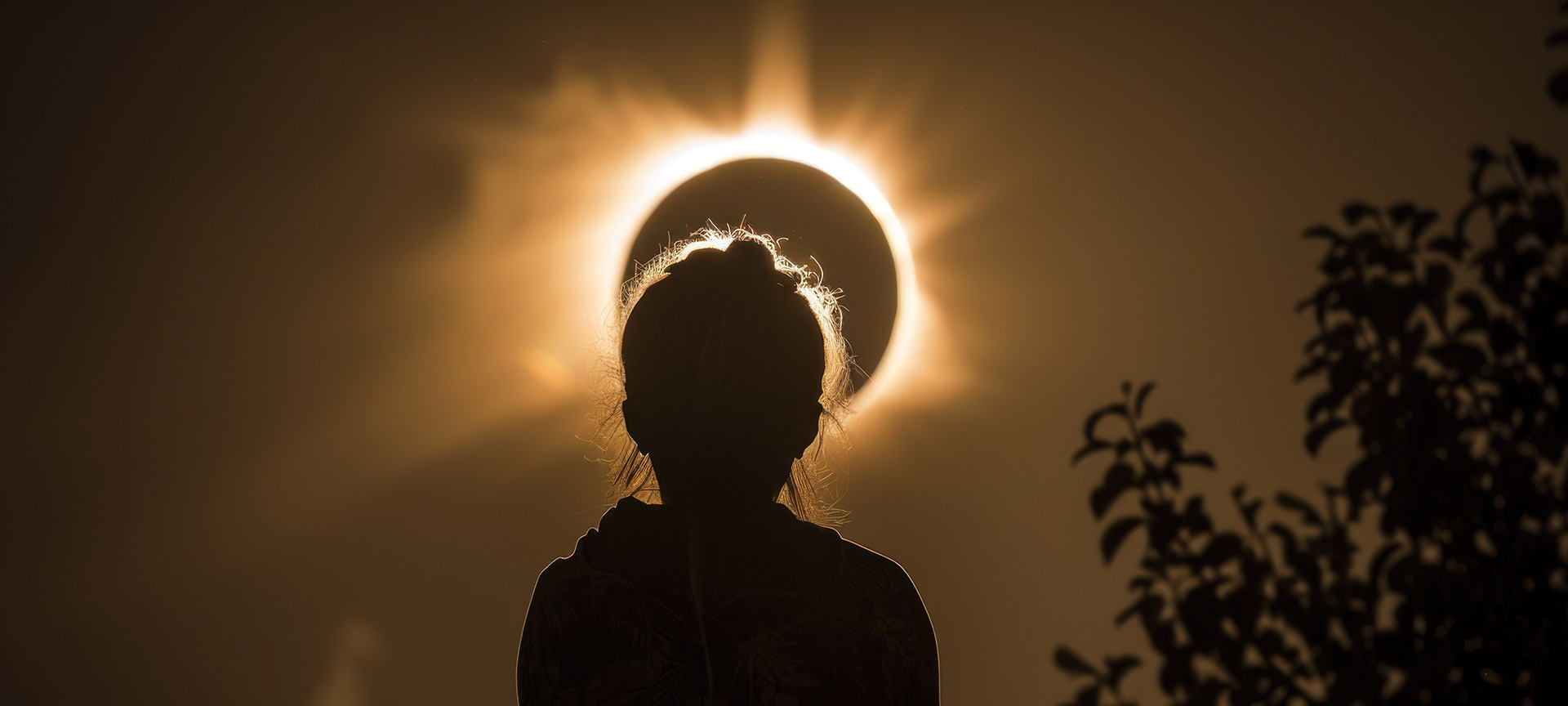 Silueta de una persona mirando el eclipse solar Silueta de una persona mirando el eclipse solar