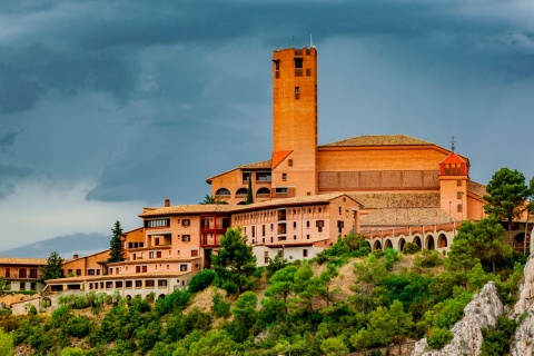 View of the Torreciudad Shrine in Huesca