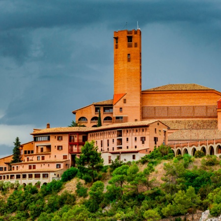 View of the Torreciudad Shrine in Huesca