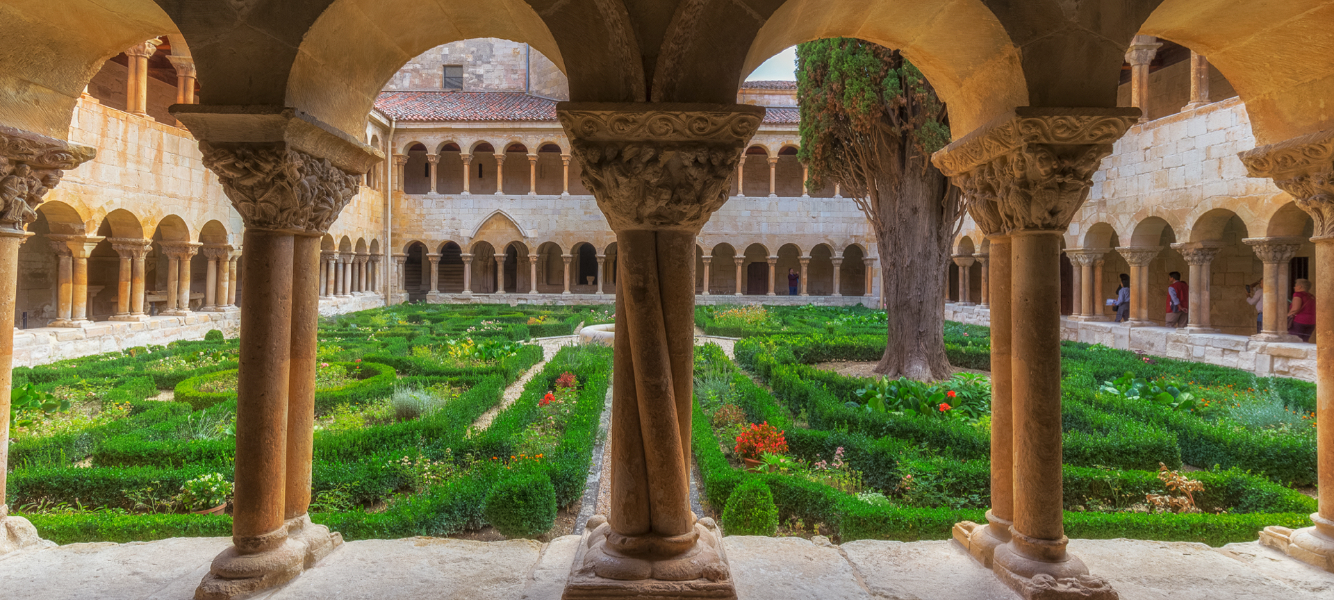 View of the cloister at the Monastery of Santo Domingo de Silos, Castilla y León View of the cloister at the Monastery of Santo Domingo de Silos, Castilla y León