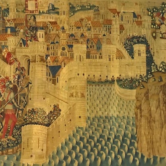 Tapiz "Asalto de Arcila". Siglo XV. Tournai. Museo de Pastrana