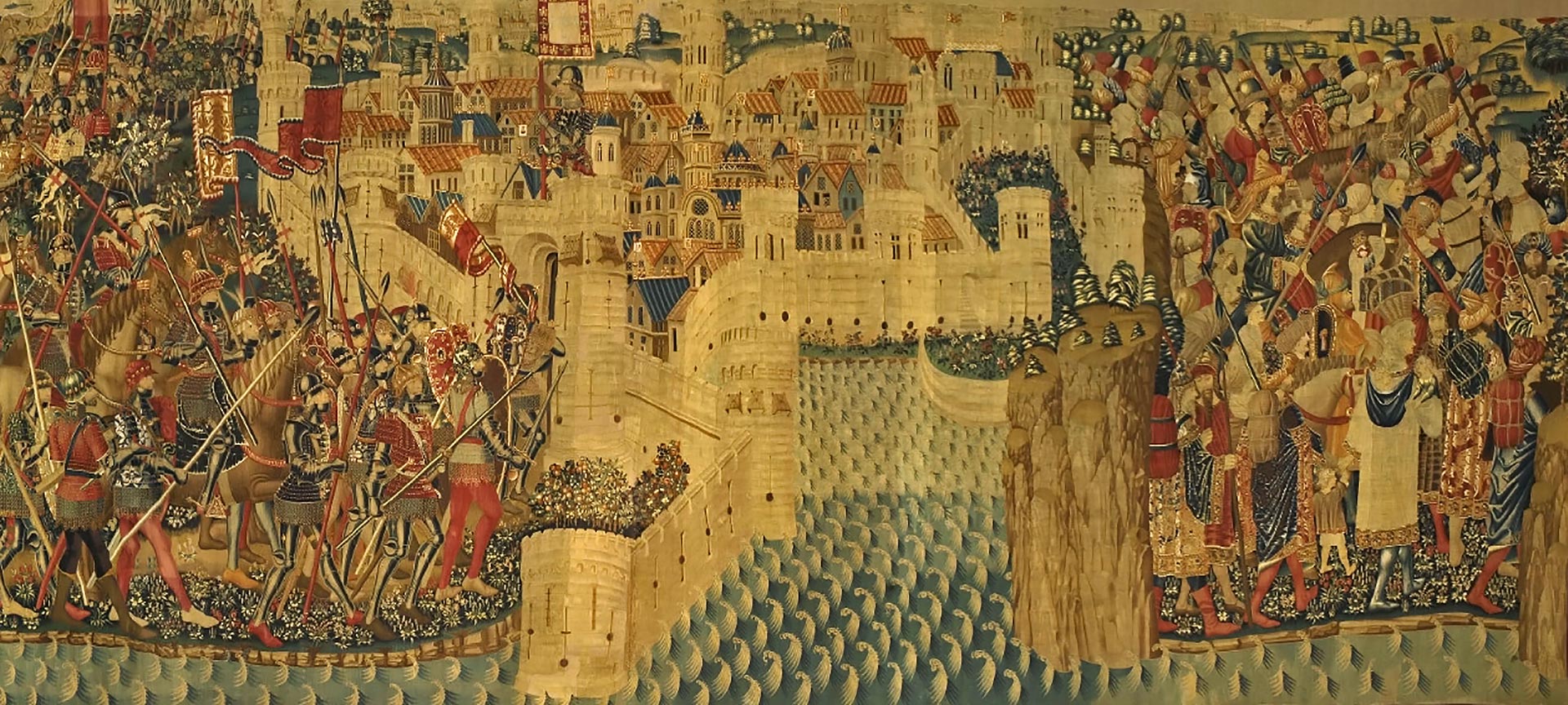 Tapiz "Asalto de Arcila". Siglo XV. Tournai. Museo de Pastrana Tapiz "Asalto de Arcila". Siglo XV. Tournai. Museo de Pastrana