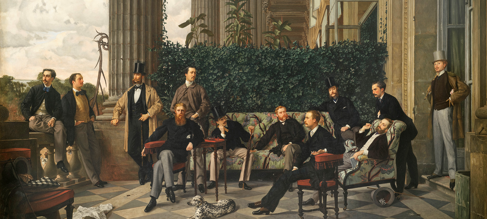 ジェームズ・ティソ作、《ロワイヤル通りのサークル》、1866年、キャンバス地油彩、175x281cm。パリのオルセー美術館 ジェームズ・ティソ作、《ロワイヤル通りのサークル》、1866年、キャンバス地油彩、175x281cm。パリのオルセー美術館