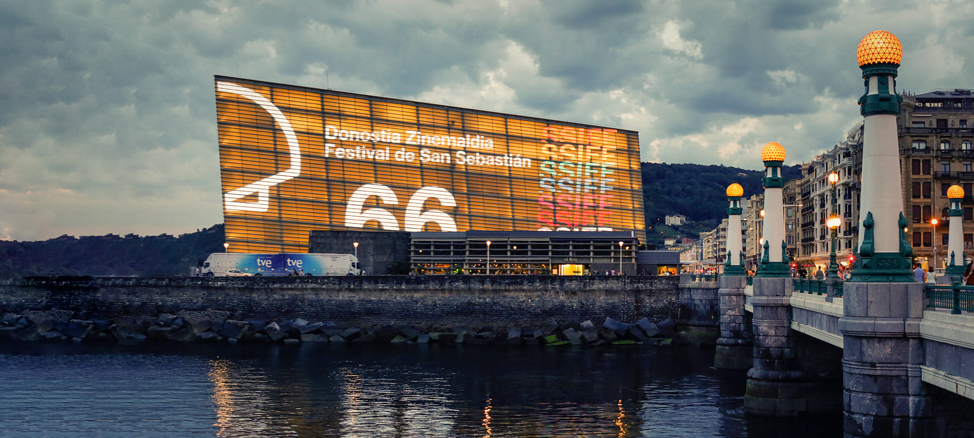 The Kursaal Palace lit up during the 66th San Sebastián International Film Festival The Kursaal Palace lit up during the 66th San Sebastián International Film Festival