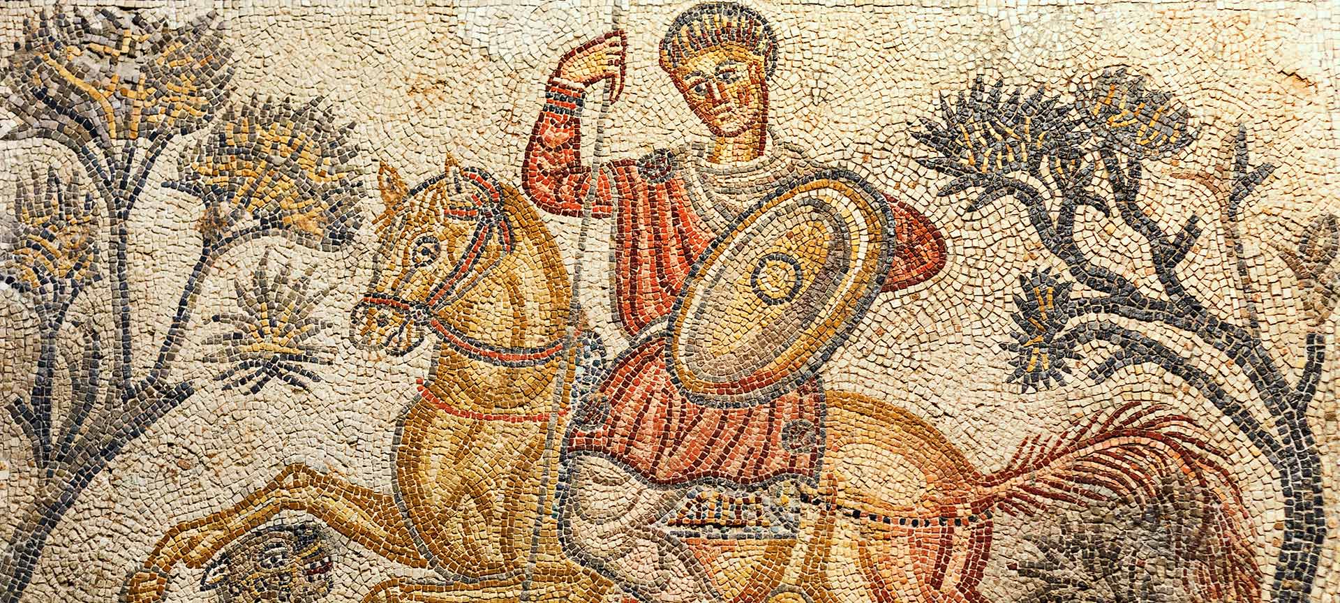 Mosaico con escena de caza. Museo Nacional de Arte Romano de Mérida Mosaico con escena de caza. Museo Nacional de Arte Romano de Mérida