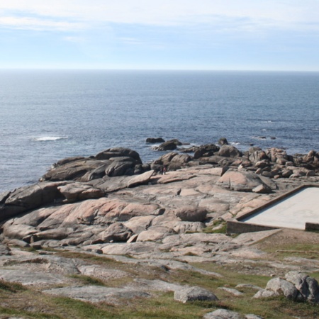Vista del Santuario de la Virgen de A Barca, en Muxía (A Coruña, Galicia)