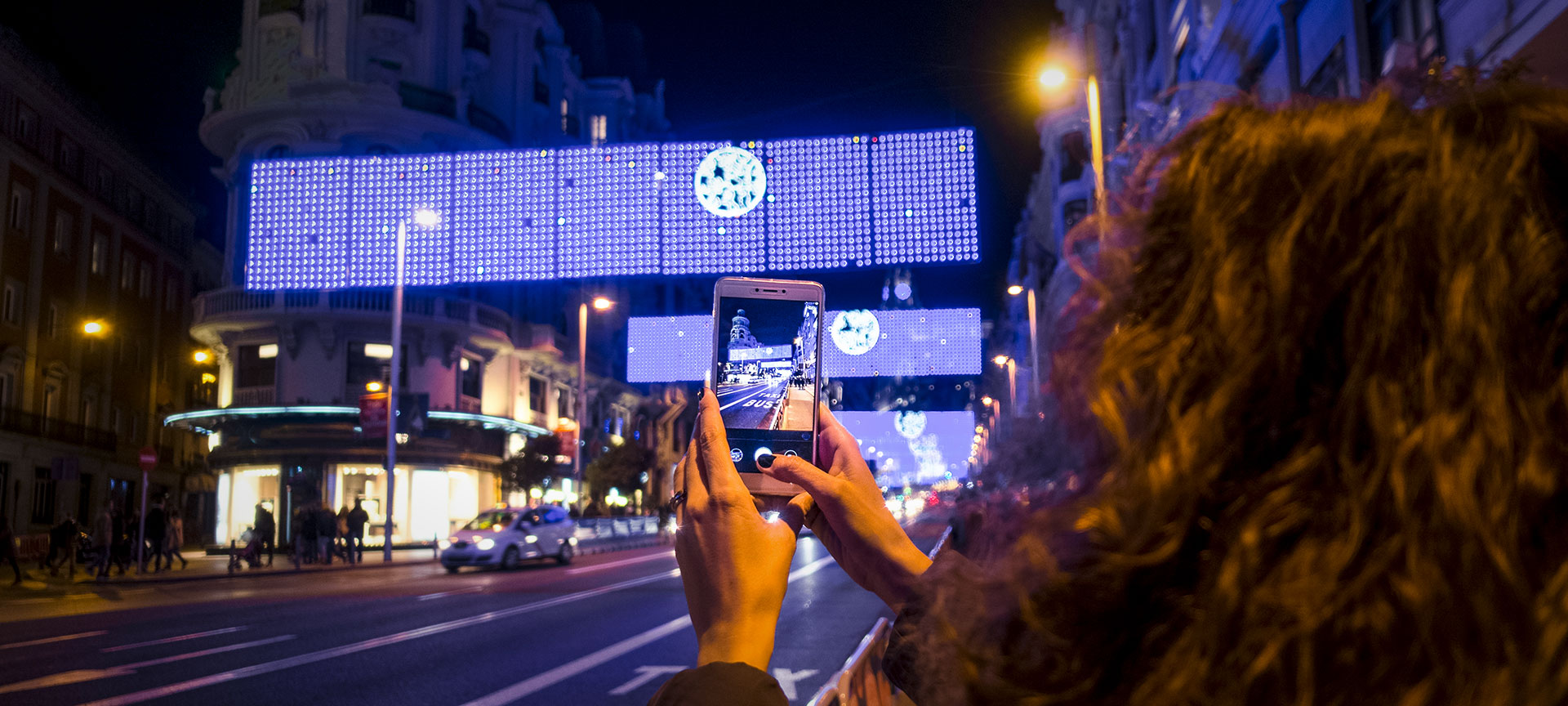 Luci di Natale nella Gran Vía, Madrid Luci di Natale nella Gran Vía, Madrid