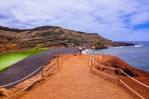 Lagoa Charco de Los Clicos em Lanzarote, Ilhas Canárias