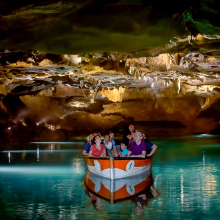Tourists looking at the Caves of San José de La Vall D'Uixó in Castellon, region of Valencia