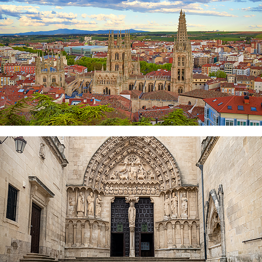 Arriba: Vistas de la Catedral de Burgos, Castilla y León / Abajo: Puerta del Sarmental de la Catedral de Burgos, Castilla y León Arriba: Vistas de la Catedral de Burgos, Castilla y León / Abajo: Puerta del Sarmental de la Catedral de Burgos, Castilla y León