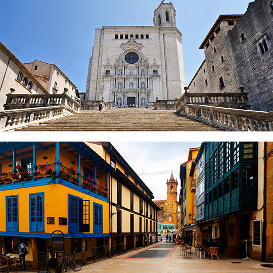 Ariba: Catedral de Girona. Abajo: Oviedo Ariba: Catedral de Girona. Abajo: Oviedo