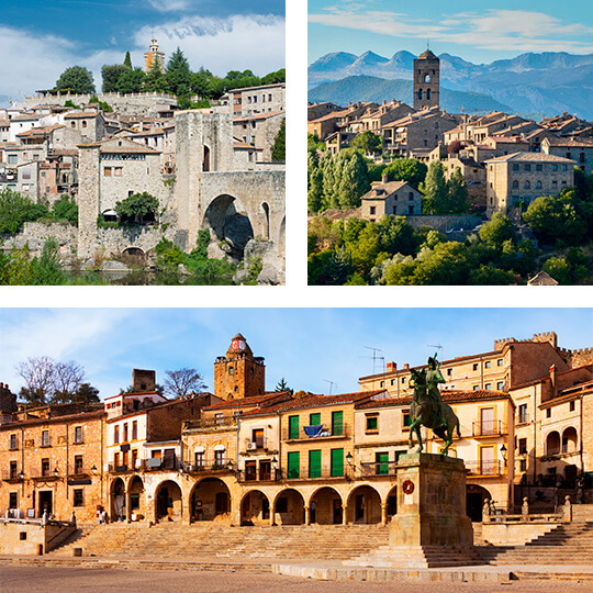 Arriba Izquierda: Besalú Cataluña. Arriba derecha: Aínsa, Huesca. Abajo: Plaza Mayor de Trujillo, Extremadura Arriba Izquierda: Besalú Cataluña. Arriba derecha: Aínsa, Huesca. Abajo: Plaza Mayor de Trujillo, Extremadura