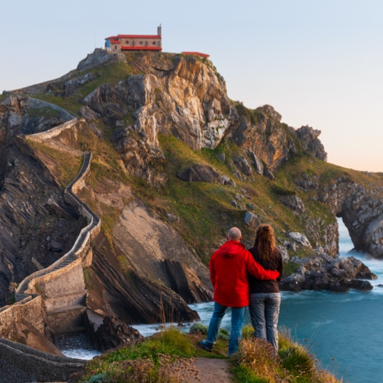 Medieval bridge and stairs in San Juan de Gaztelugatxe, Basque Country