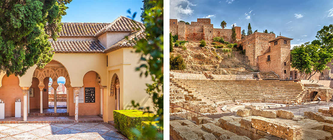 Imágenes del teatro romano y la Alcazaba de Málaga, Andalucía Imágenes del teatro romano y la Alcazaba de Málaga, Andalucía