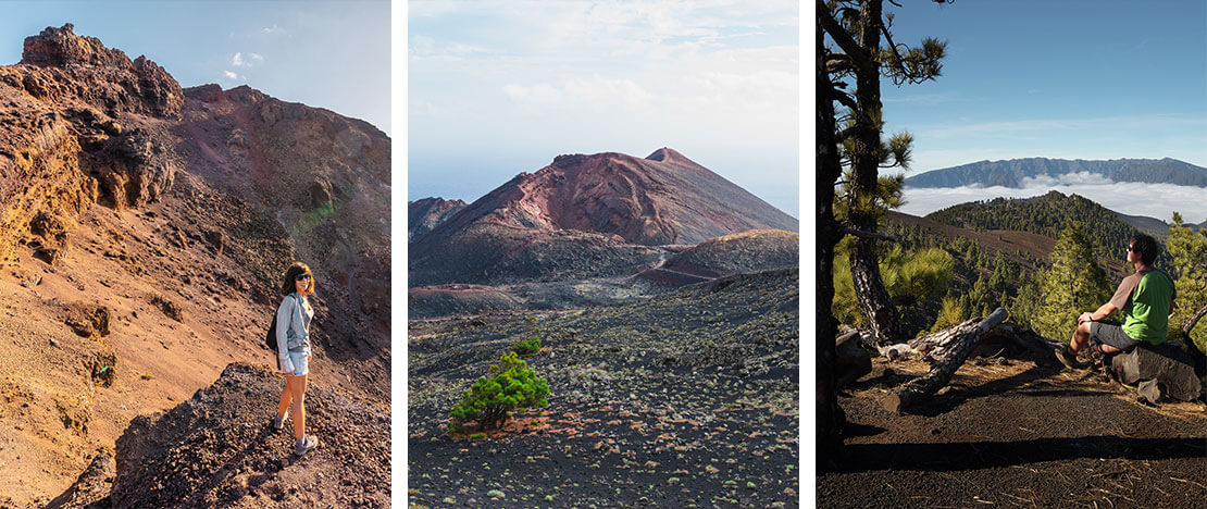 Imágenes varias durante el recorrido de la ruta de los volcanes en La Palma, Islas Canarias Imágenes varias durante el recorrido de la ruta de los volcanes en La Palma, Islas Canarias