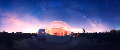 Particolare del bubble hotel presso il comune di Hormigos a Toledo, Castiglia-La Mancia