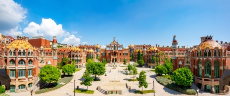 Vista del Recinto Modernista de Sant Pau en Barcelona, Cataluña